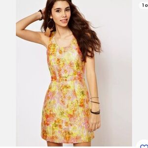 FREE PEOPLE Gold Rose Brocade Dress